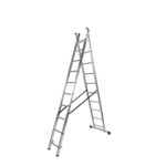 Escalera Aluminio 2 Tramos 7+7 Peldaños. Plegable, Antideslizante, Resistente [+4 variaciones de Peldaños Disponibles]