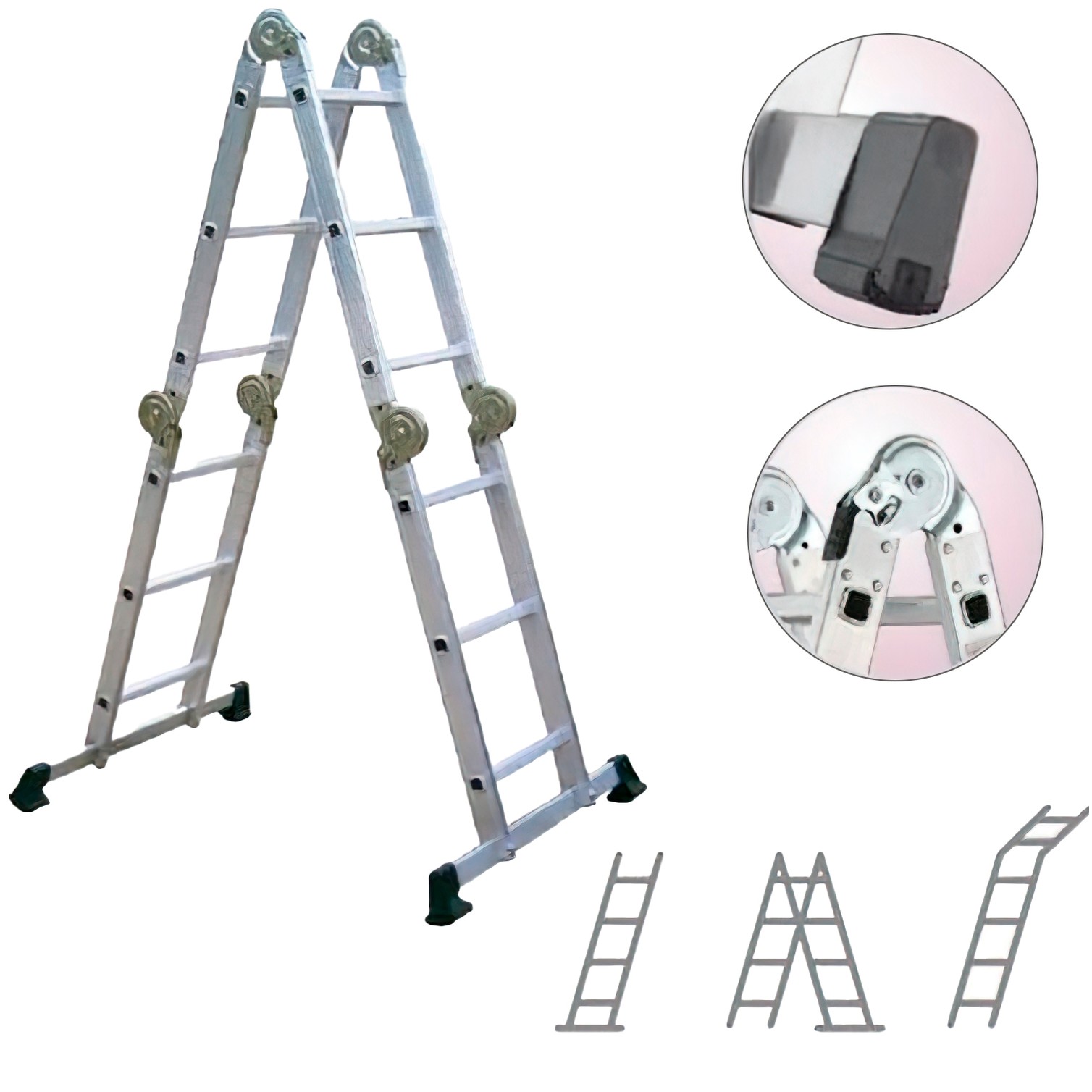 Escalera Multiposicional Aluminio 6 Rotulas 12 Peldaños
