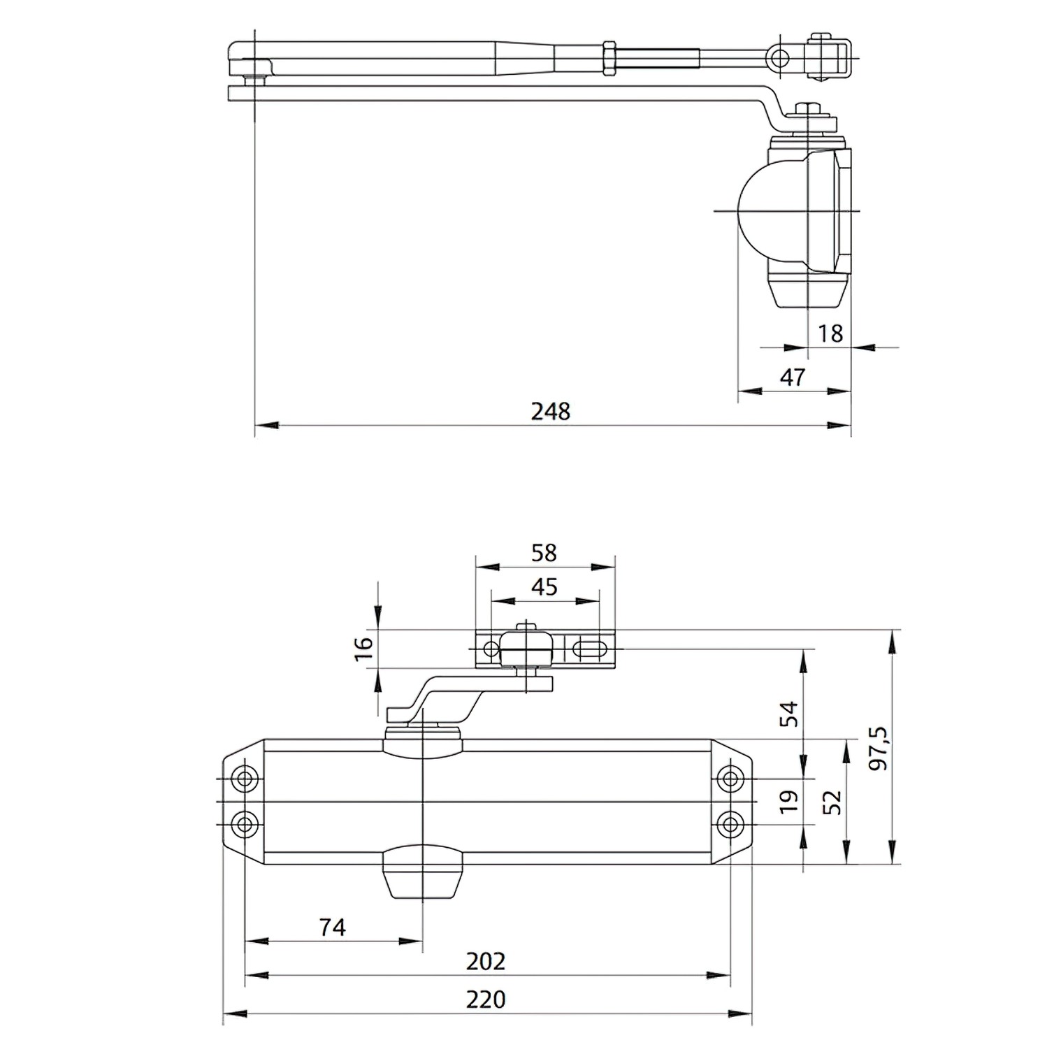 Cierrapuertas Tesa DC120 F2-4 Sin Retenedor Plateado