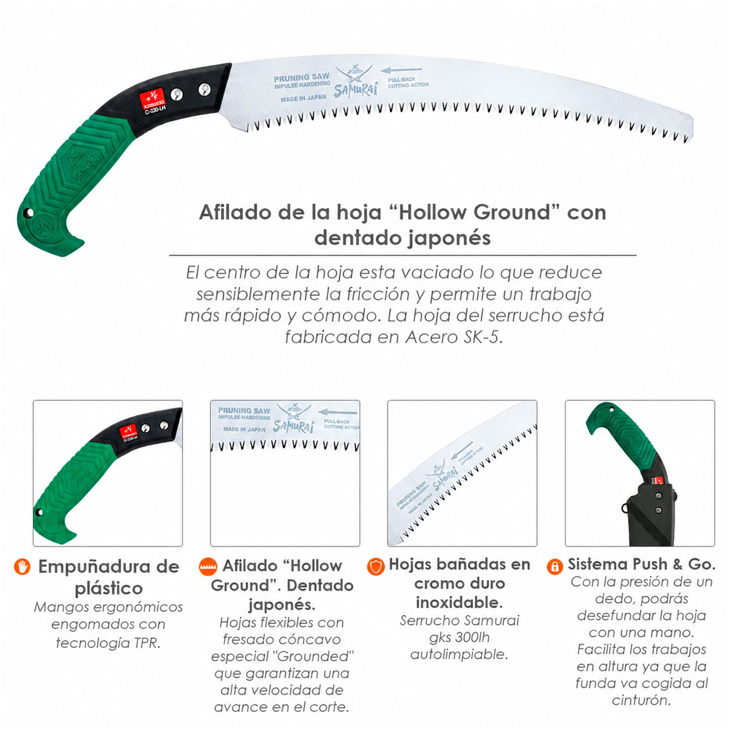 Serrucho Samurai Curvo Mango TPR 330 mm.