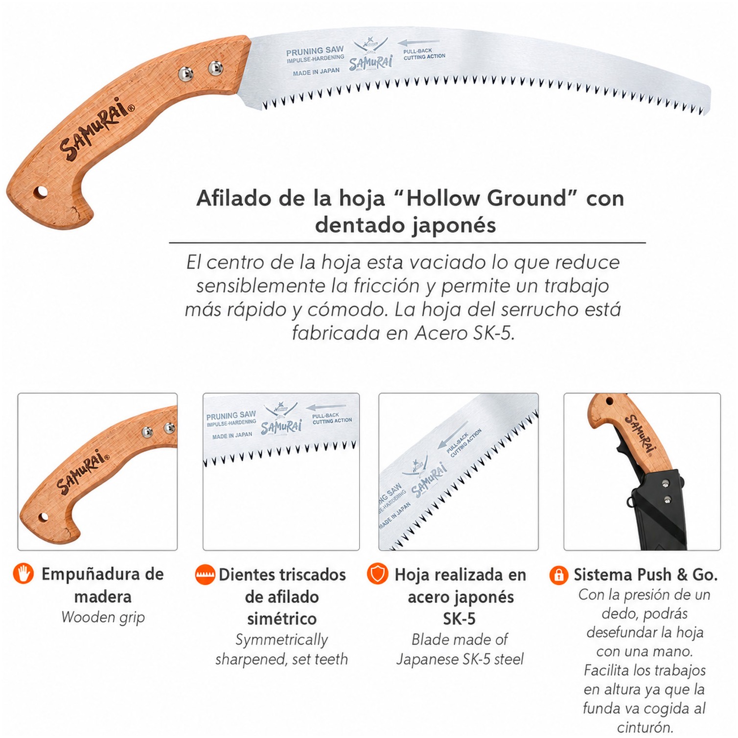 Serrucho Samurai Curvo Mango Madera 330 mm.