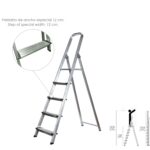 Escalera Doméstica Aluminio Profesional 5 Peldaños 12 cm Grosor. [+3 variaciones de Peldaños Disponibles]