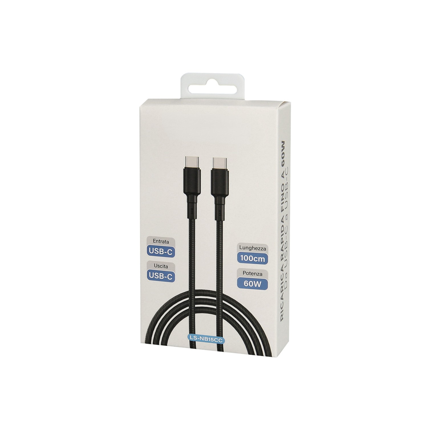 Cable Trenzado Usb C / Usb C 3,0 Ah 100 cm. 60 Wh.