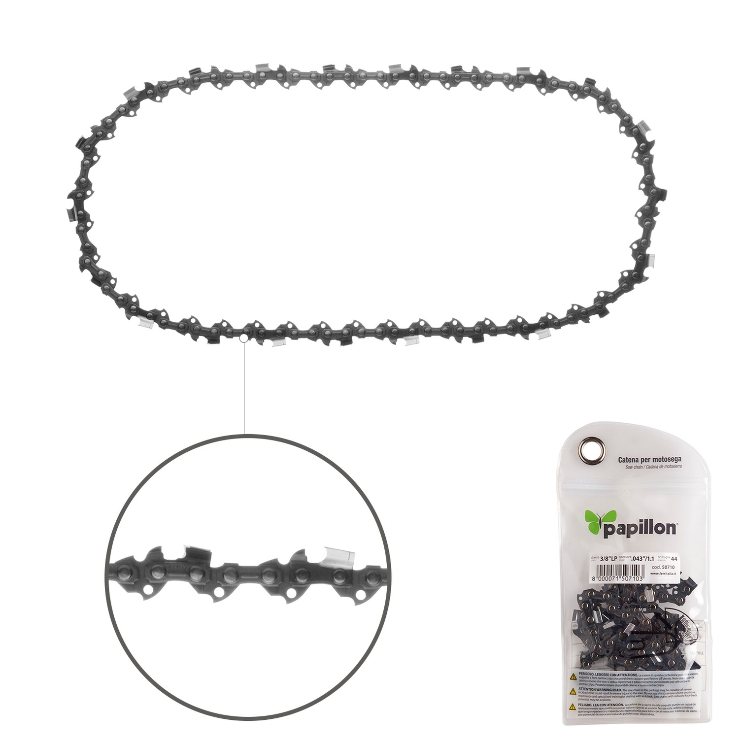 Cadena Motosierra 3/8" / 0.043" 1,1 mm. / 44 Eslabones / 90 PX