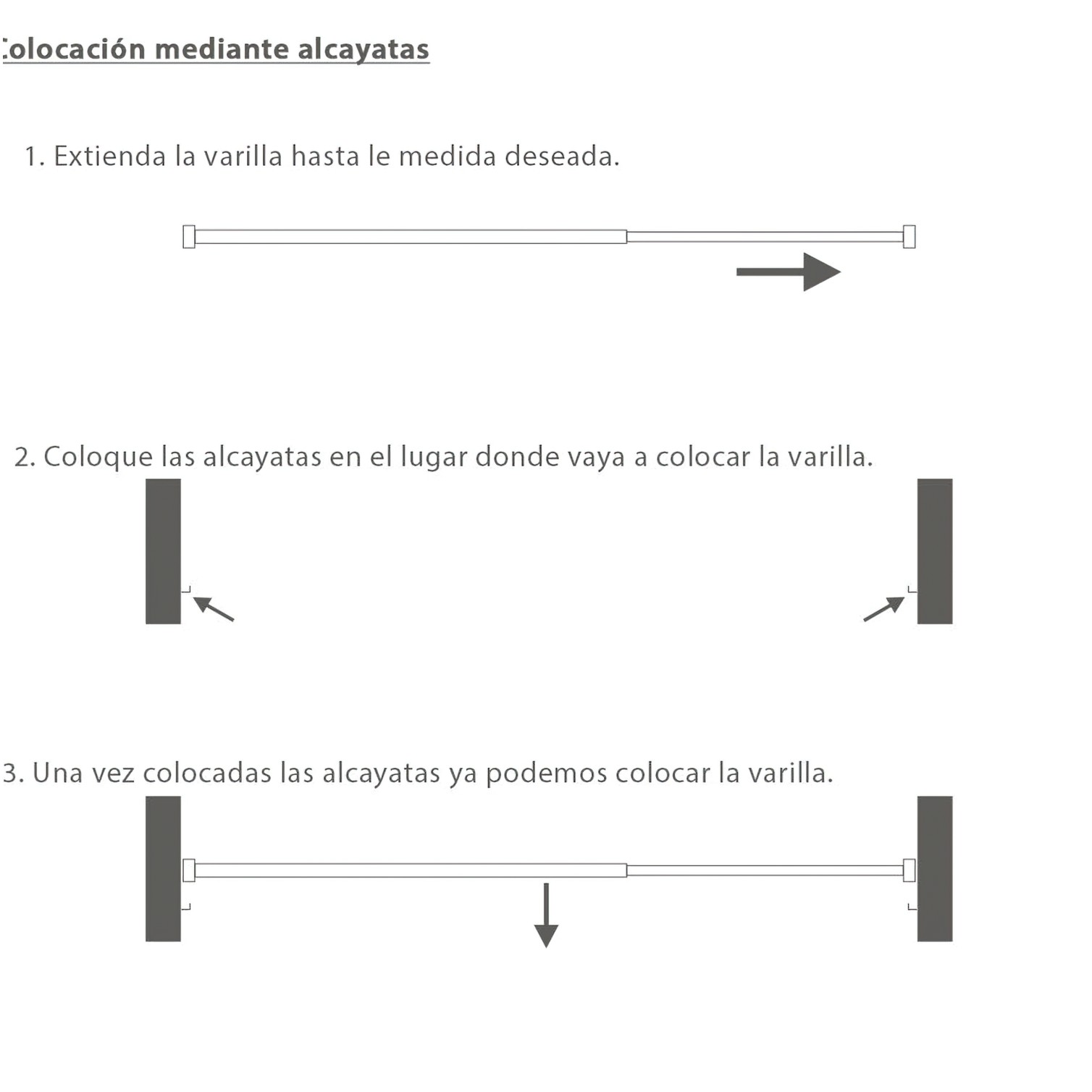 Barra Visillo Extensible 70/88 cm. Con Soporte, Sin Muelle (2 piezas)