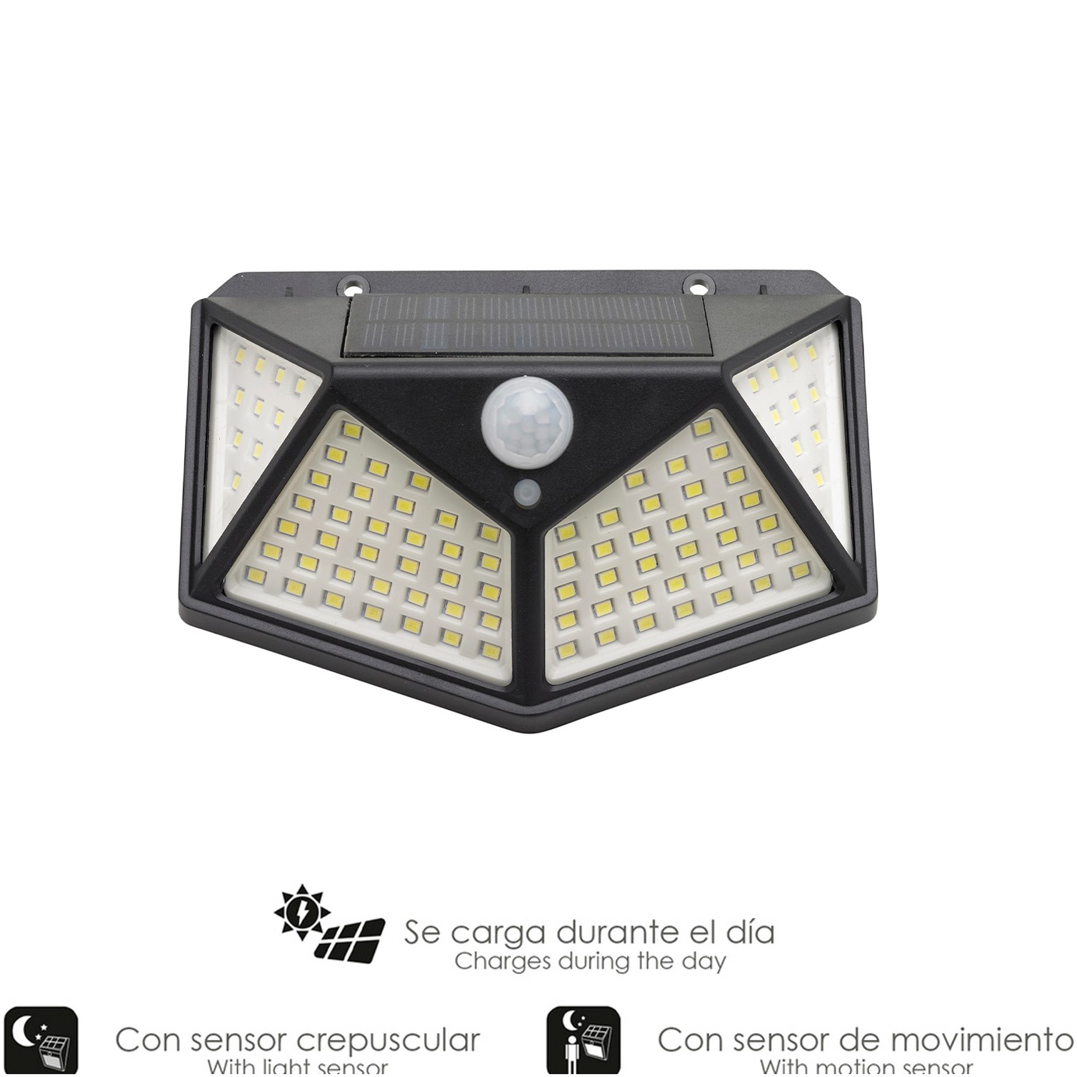 Aplique Solar Led Con Sensor De Luz y De Movimiento 270 Lumenes Ip4x Foco Led A Bateria, Foco Solar.