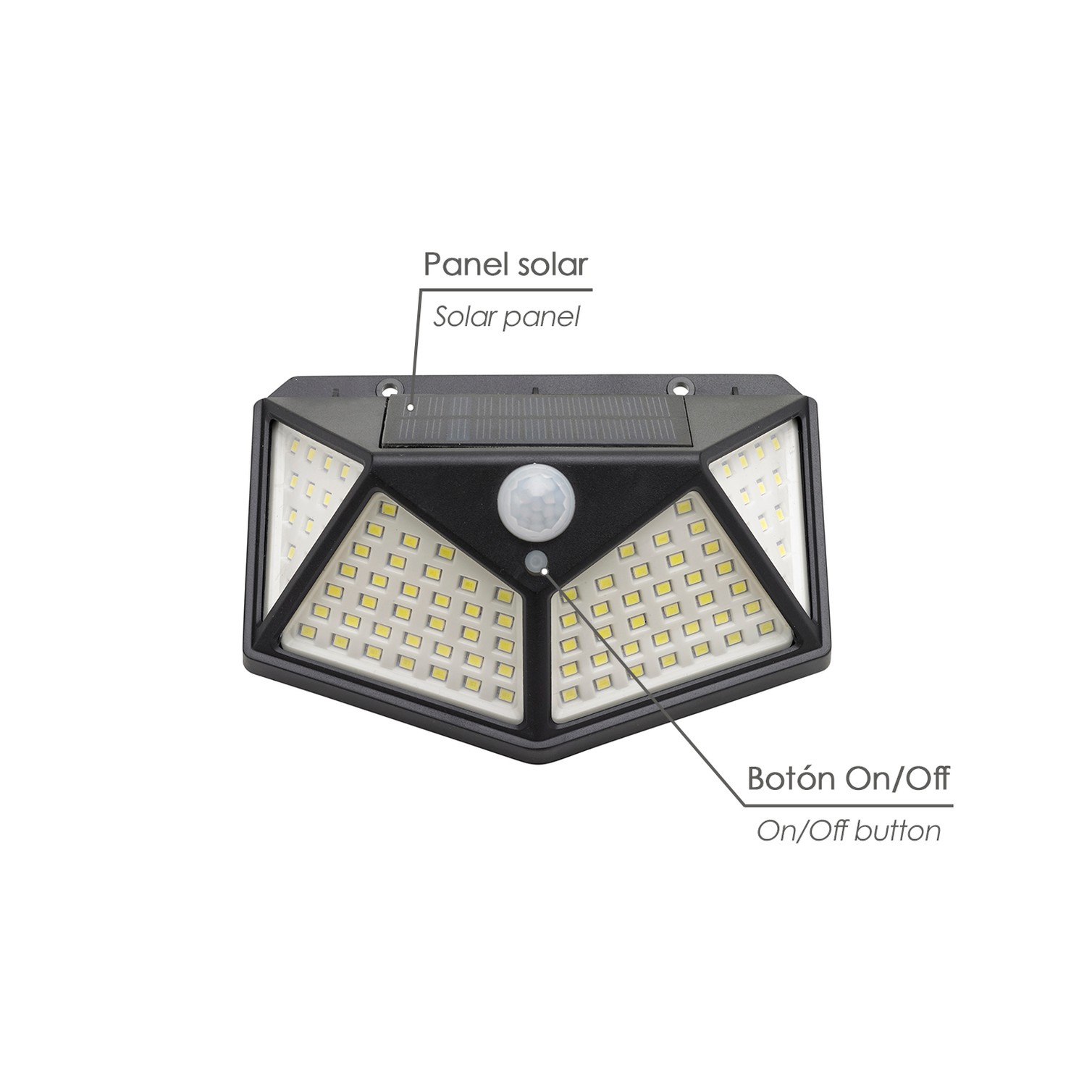Aplique Solar Led Con Sensor De Luz y De Movimiento 270 Lumenes Ip4x Foco Led A Bateria, Foco Solar.