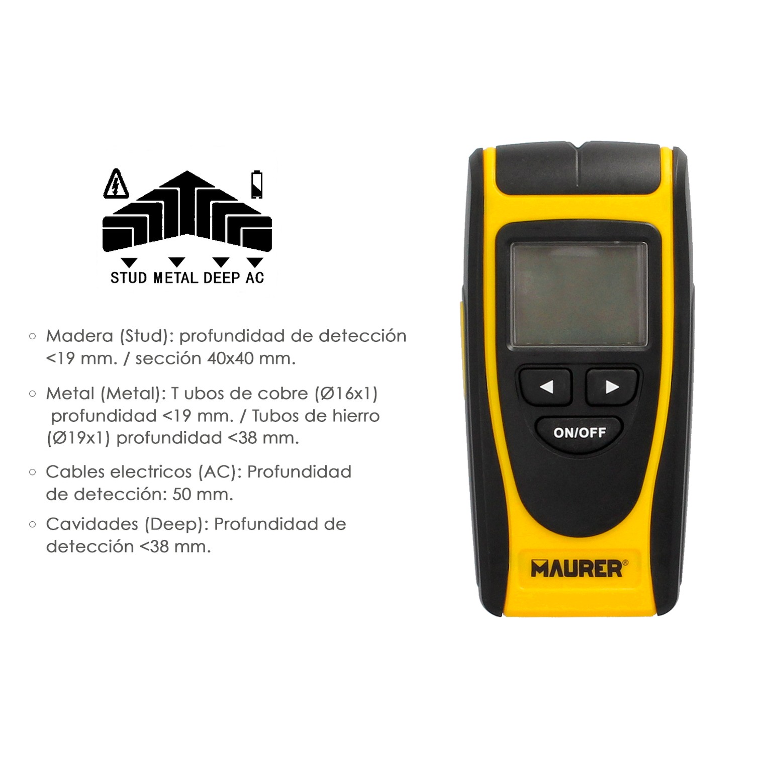 Detector de Materiales en Paredes. Multifuncional Encuentre Metales, Madera, Cables, Tuberias. Pantalla LCD.