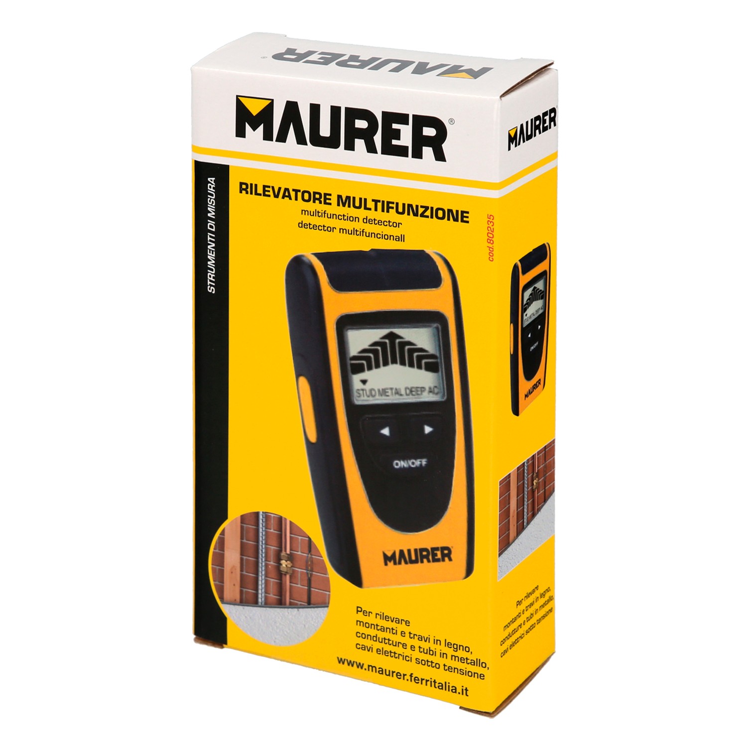 Detector de Materiales en Paredes. Multifuncional Encuentre Metales, Madera, Cables, Tuberias. Pantalla LCD.