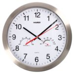 Reloj De Pared Ø 30 cm. Con Higrometro y Termometro. Frontal En Acero