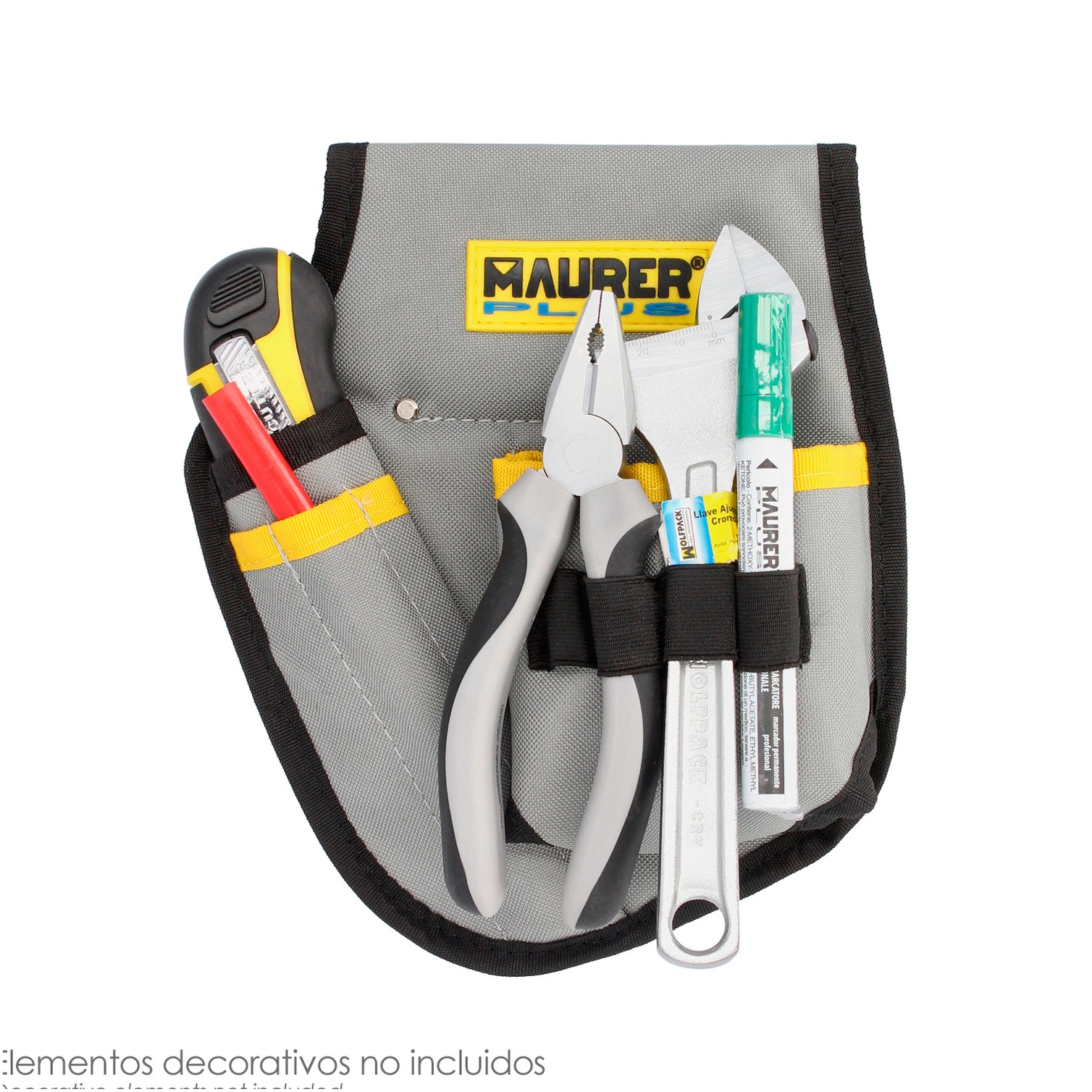 Funda Bolsa Porta Herramientas Para Cinturon Con 3 Bolsillos y 4 Elasticos. Portaherramientas Electricista Multibolsillos