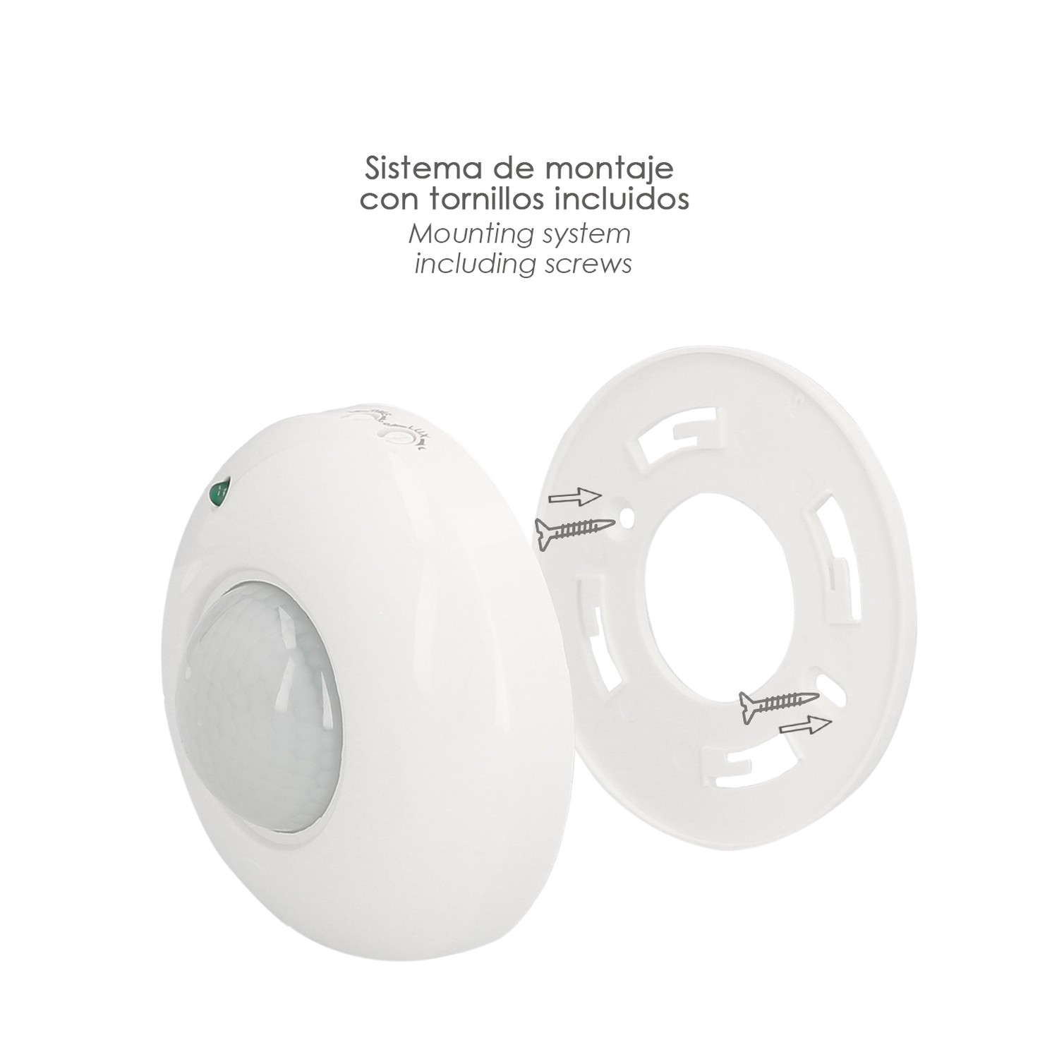 Detector De Movimiento Por Infrarrojos Con Sensor Crepuscular 360°. Ajustable