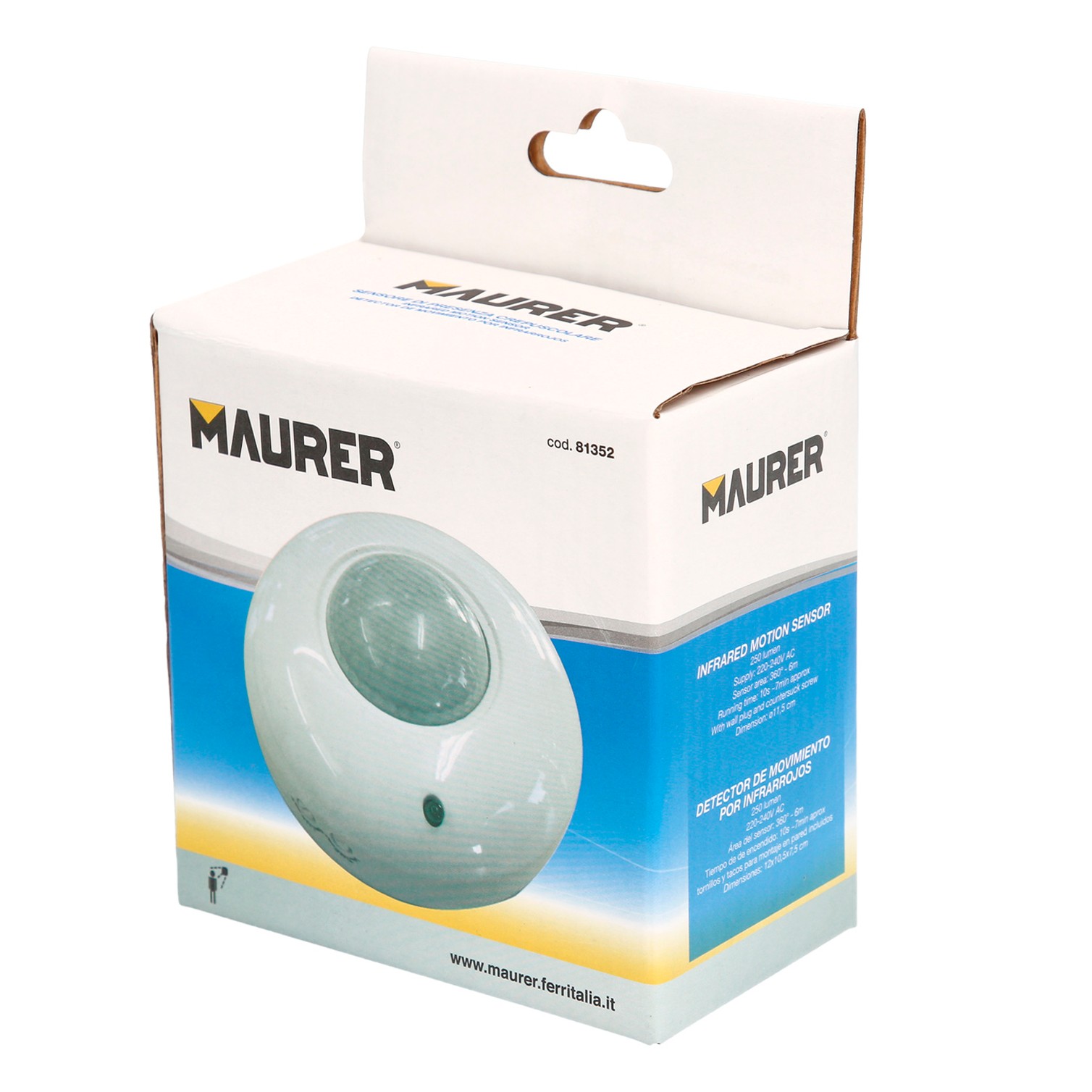 Detector De Movimiento Por Infrarrojos Con Sensor Crepuscular 360°. Ajustable