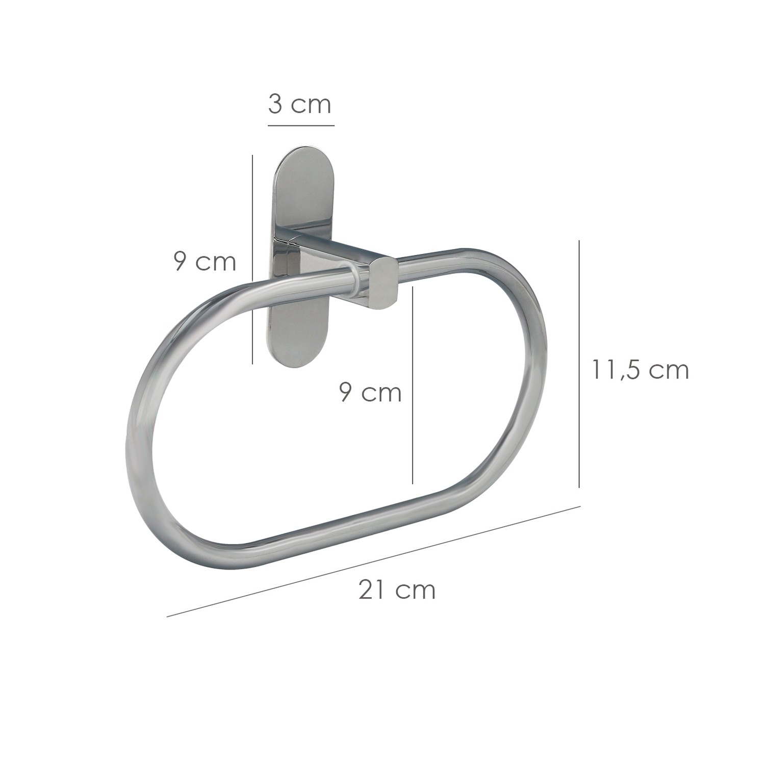Toallero Forma Anilla Color Inox Con Efecto Espejo, Autoadhesivo Resistente, Porta Toallas, Toallero Adhesivo Pared / Mueble