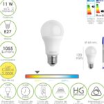 Bombilla Led Estandar Rosca E27. 11 Watt. Equivale A 90 Watt. 1055 Lumenes. Luz Calida (3000º K.) Dimerable