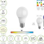 Bombilla Led Estandar Rosca E27. 16 Watt. Equivale A 130 Watt. 1901 Lumenes. Luz Blanca 4000º K.)