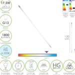 Tubo Led T8 120 cm.17,5 Watt. Equivale A 130 Watt. 1800 Lumenes. Luz Fria 6500º K.
