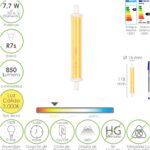 Bombilla Led Para Focos Rosca R7S. 7,7 Watt. Equivale a 50 Watt. 850 Lumenes. Luz Cálida (3000º K.)