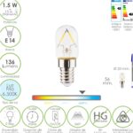 Bombilla Led Frigorifico Rosca E14. 1.5 Watt. Equivale A 15 Watt. 136 Lumenes. Luz Fria (6500º K.)