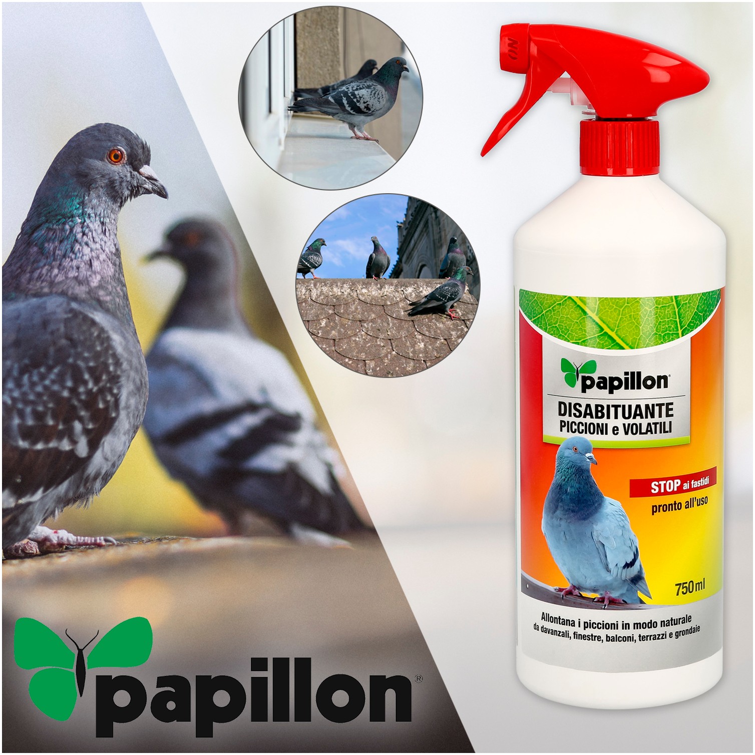 Repelente Palomas y Pajaros (750 ml.) Repelente / Ahuyentador aves, repelente pajaros, ahuyentador aves ventanas, tejados, etc.