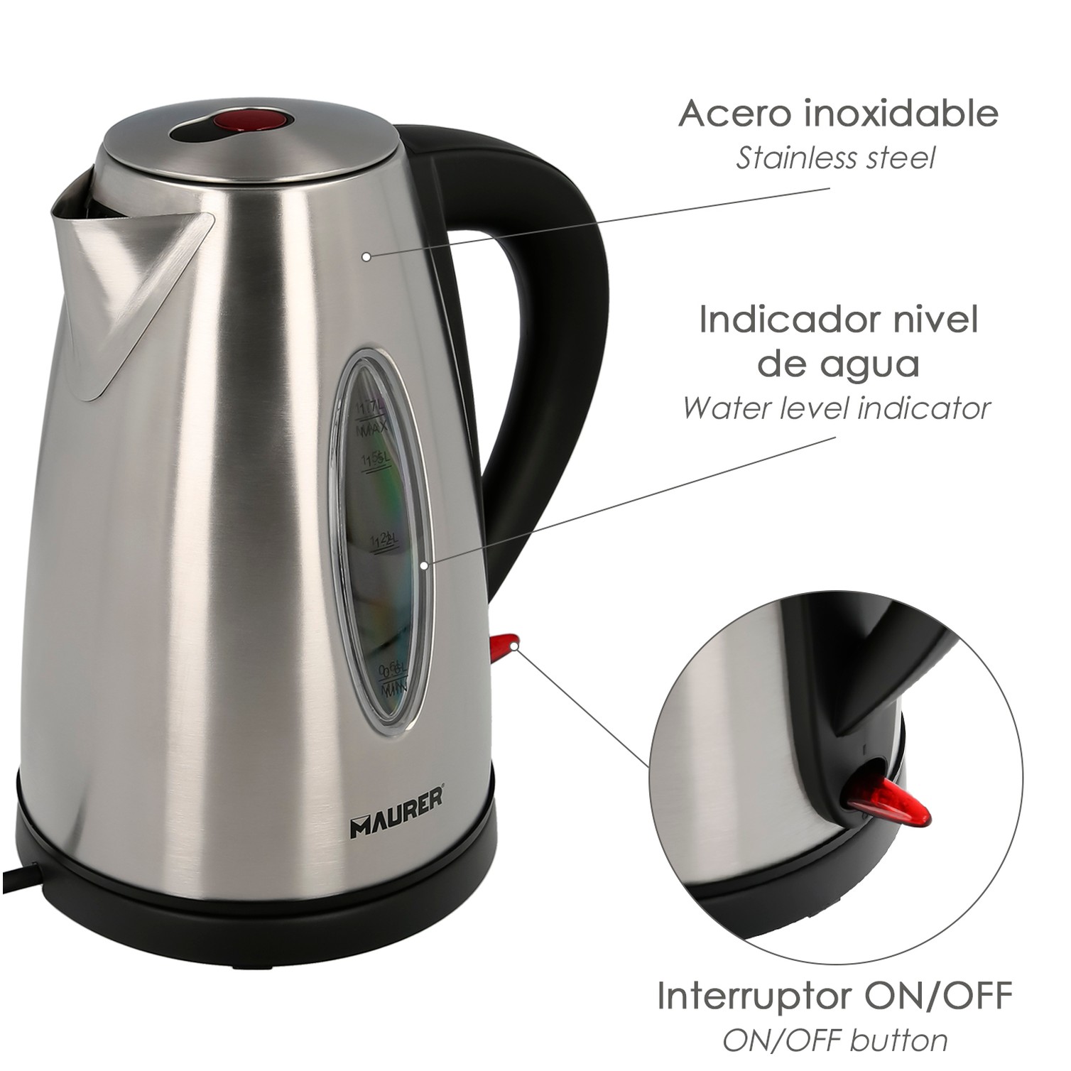 Hervidor De Agua 1,7 Litros. 2200 W.