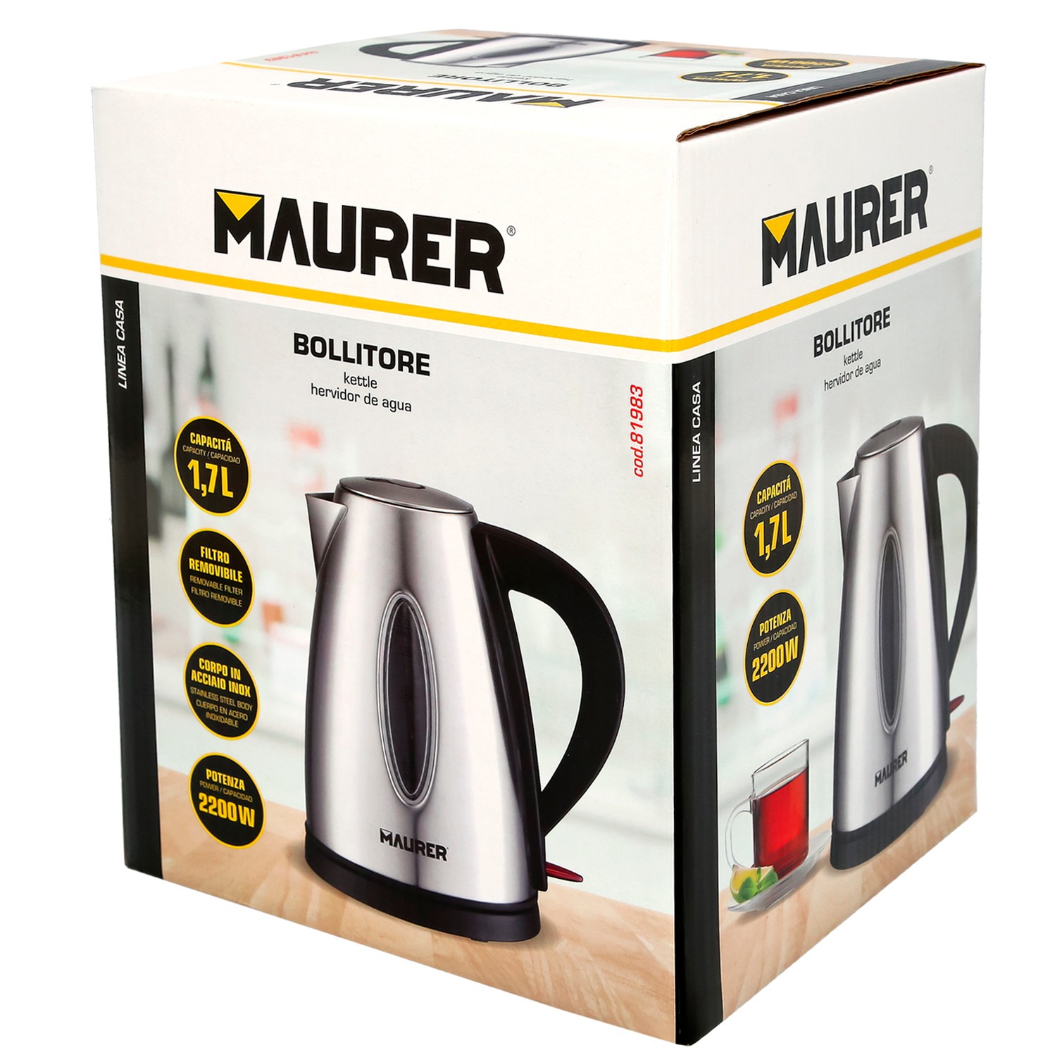 Hervidor De Agua 1,7 Litros. 2200 W.