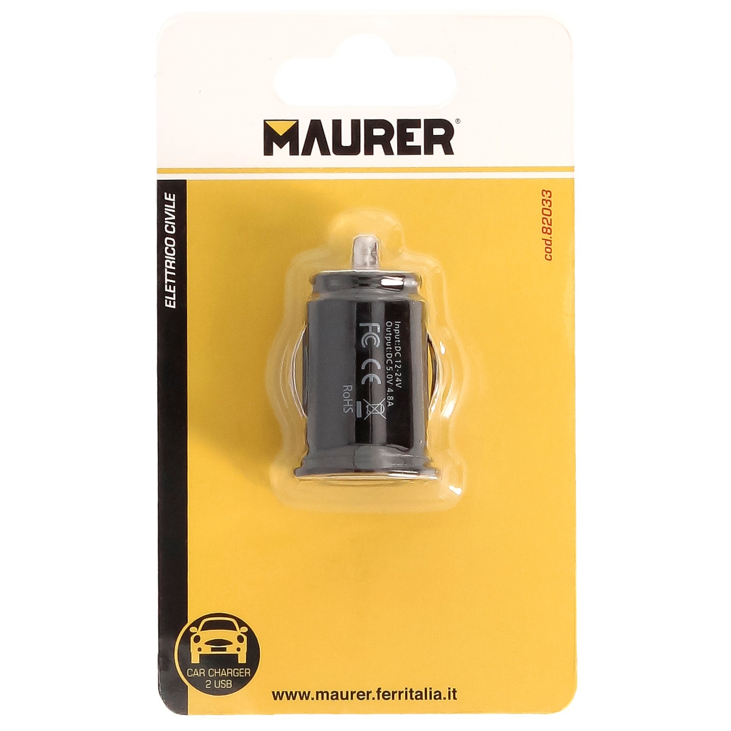 Cargador Coche USB Dos Tomas 2.1 Amperios. 5 V. Adaptador Enchufe USB Cargador USB de Pared, Android, Iphone, Smartphones