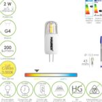 Bombilla Led Dicroica Rosca G4. 2 Watt. Equivale A 20 Watt. 200 Lumenes. Luz Calida (3000º K.)
