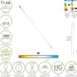 Tubo Led T8 120 cm.17,5 Watt. Equivale A 130 Watt. 1800 Lumenes. Luz Neutra 4000º K.