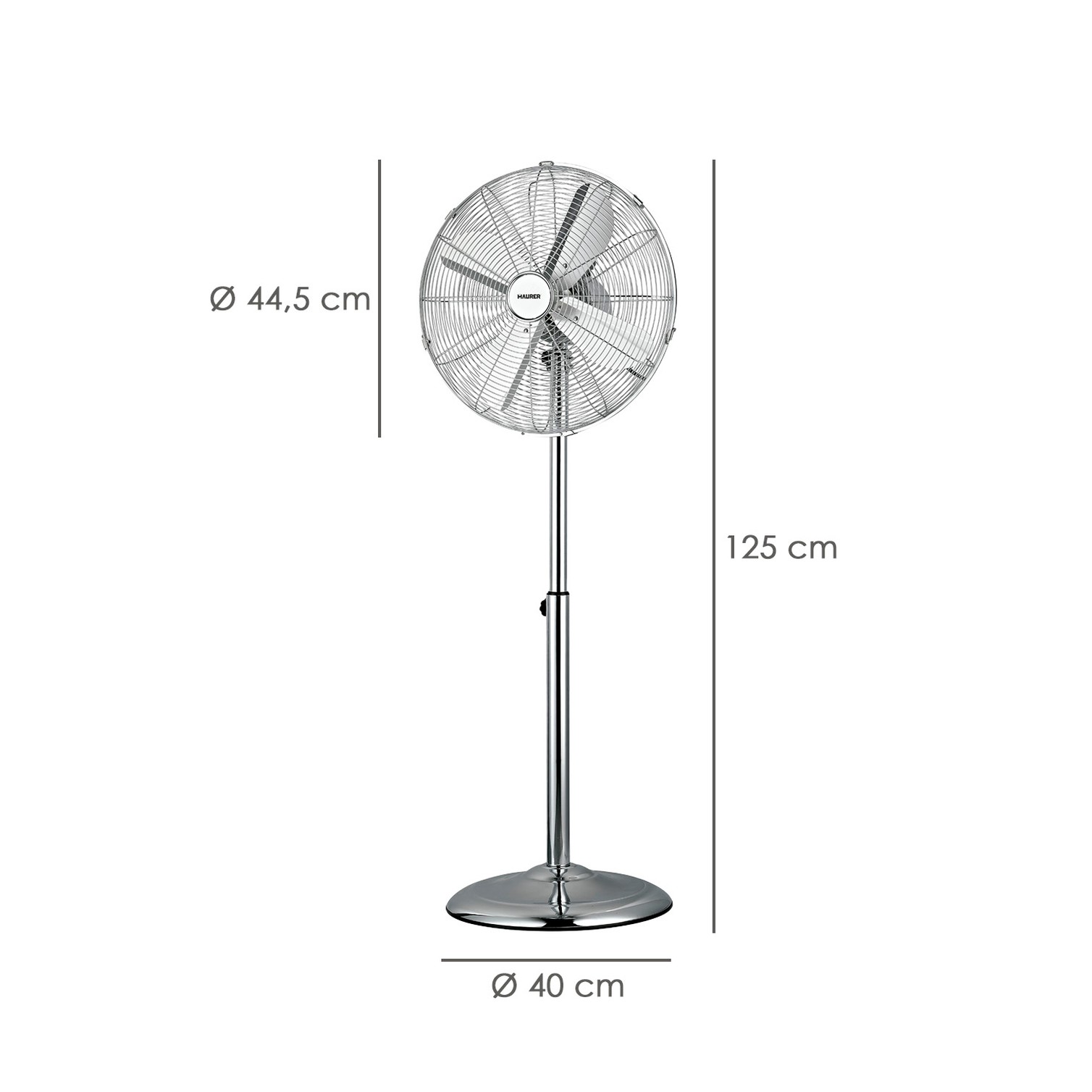 Ventilador Pie Ø 44,5 cm. Altura 130 cm. 60 watt. Ventilador oscilante. Ventilador Pie silencioso. Circulador de aire.