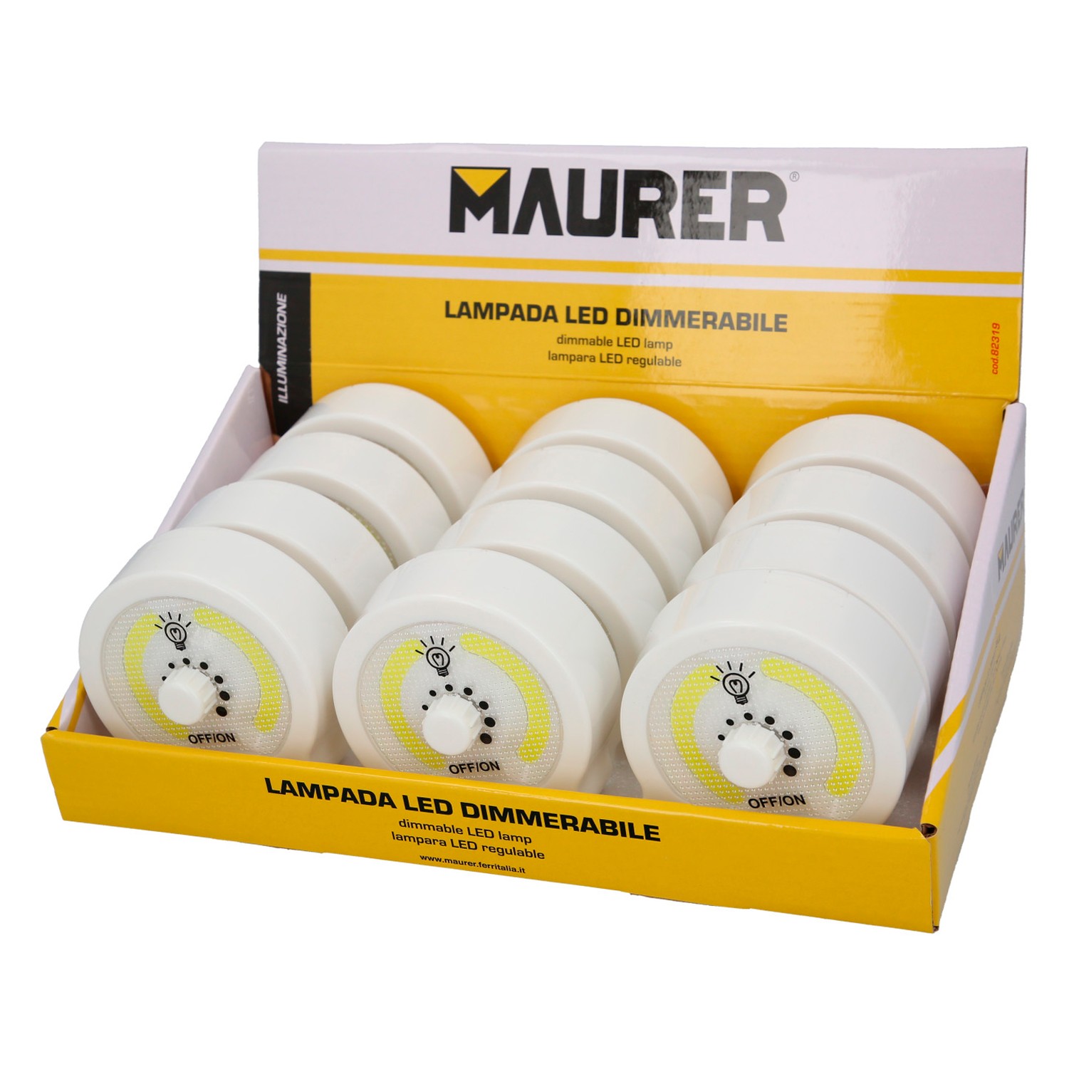 Linterna LED Armario Dinmerable A Pilas (3 AAA) 220 Lumenes Con Iman, Gancho y Adhesivo