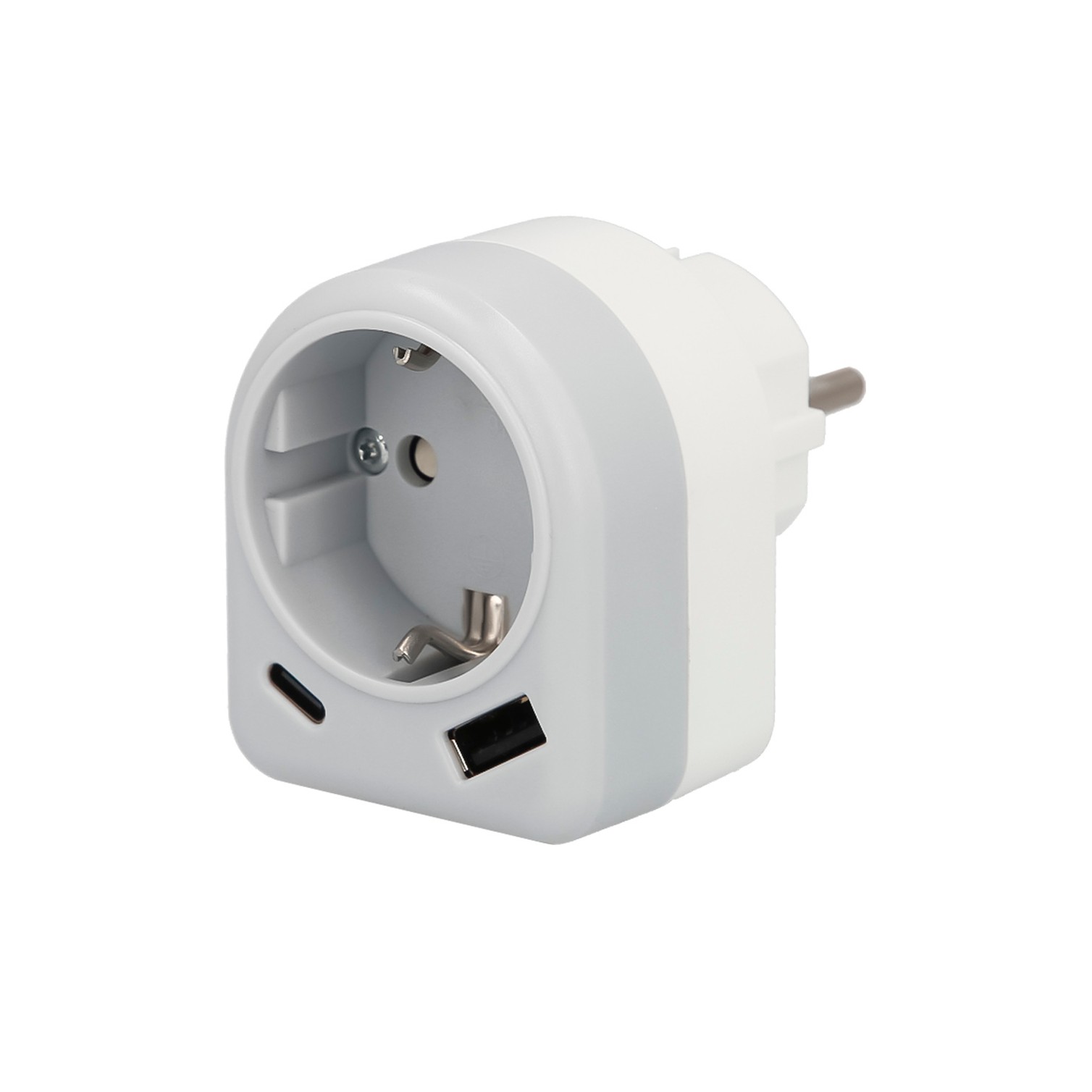 Enchufe / Adaptador Schuko Con 2 Tomas, USB A / C. Potencia Maxima 3680 W. Cargador Moviles, Cargador 2 Tomas, Adaptador Moviles