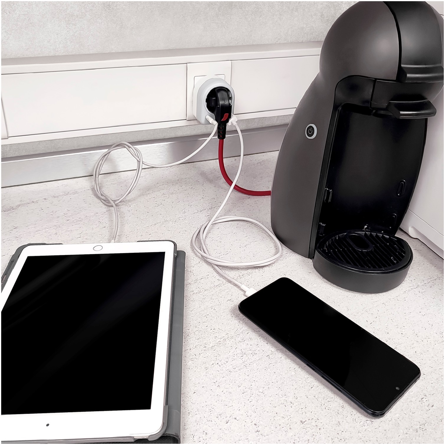 Enchufe / Adaptador Schuko Con 2 Tomas, USB A / C. Potencia Maxima 3680 W. Cargador Moviles, Cargador 2 Tomas, Adaptador Moviles