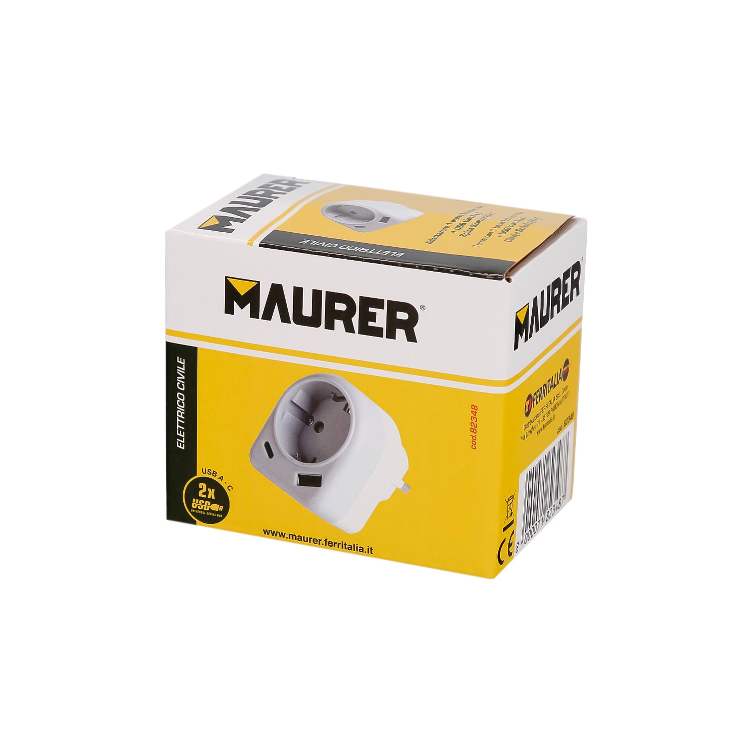 Enchufe / Adaptador Schuko Con 2 Tomas, USB A / C. Potencia Maxima 3680 W. Cargador Moviles, Cargador 2 Tomas, Adaptador Moviles