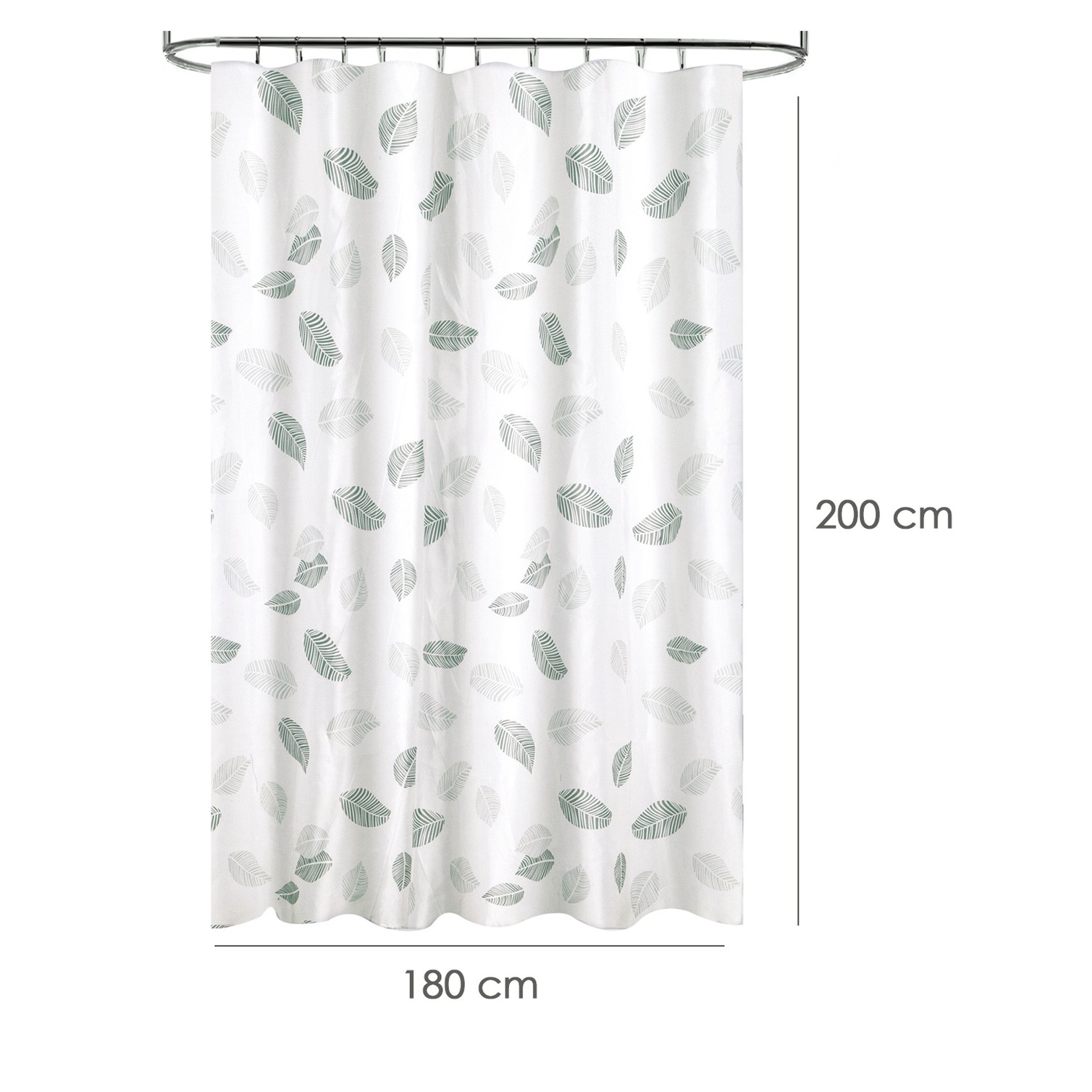 Cortina Ducha Tela Hojas 180 x 200 cm. Cortina baño, Cortina Tela Impermeable Con Anillas