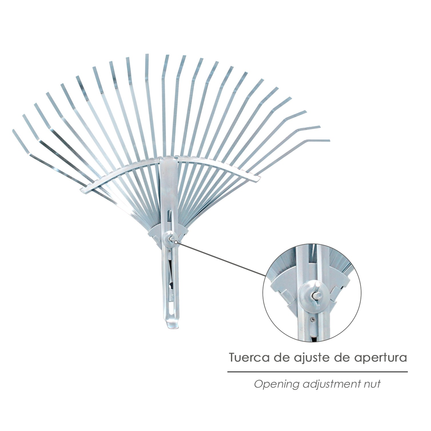 Rastrillo Metalico Para Jardin Ancho Regulable 31,5 A 43,5 cm. rastrillo Hojas, Cepillo Jardin, Escoba Metalica, Escoba Jardin