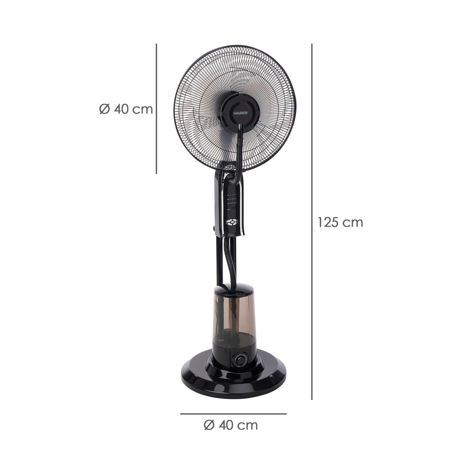 Ventilador Nebulizador, 3 Aspas de Gran Tamaño Ø 40 cm. Motor Cobre 75 Watt. Temporizador, Mando a Distancia Ventilador Con Agua