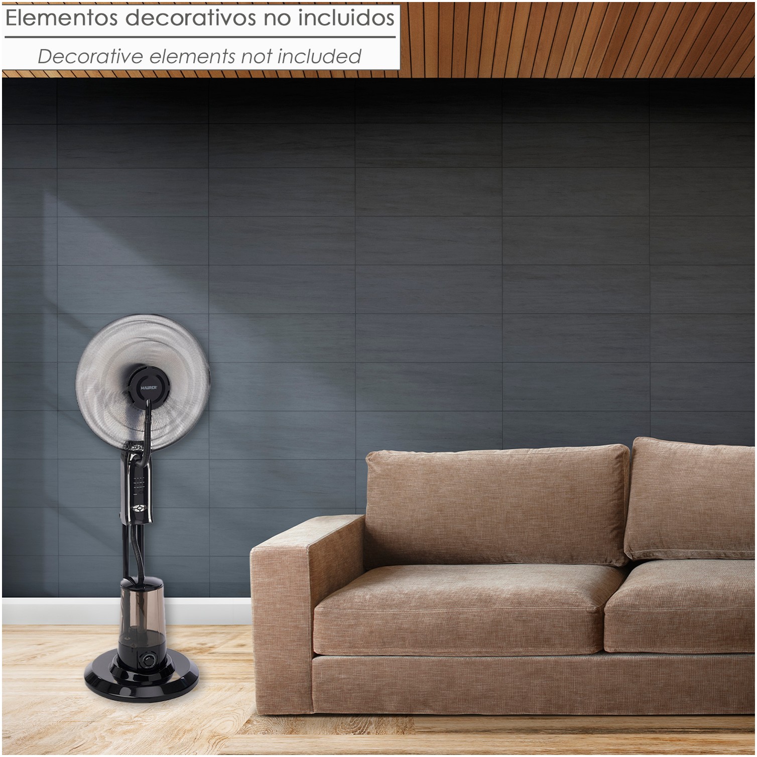 Ventilador Nebulizador, 3 Aspas de Gran Tamaño Ø 40 cm. Motor Cobre 75 Watt. Temporizador, Mando a Distancia Ventilador Con Agua