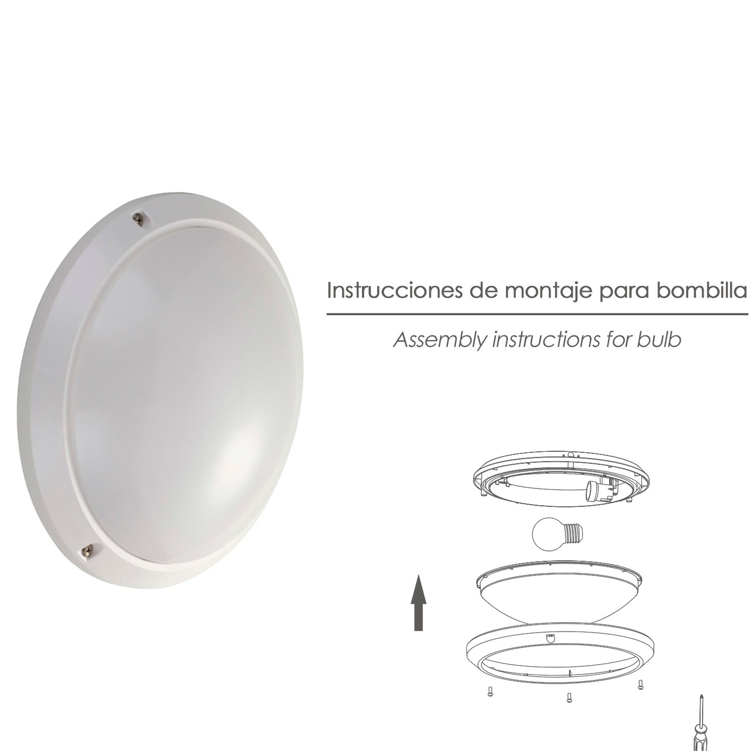 Lampara Plafon Interiores / Exteriores IP45 Portalamparas E27 Ø 27 x 9,5 cm.
