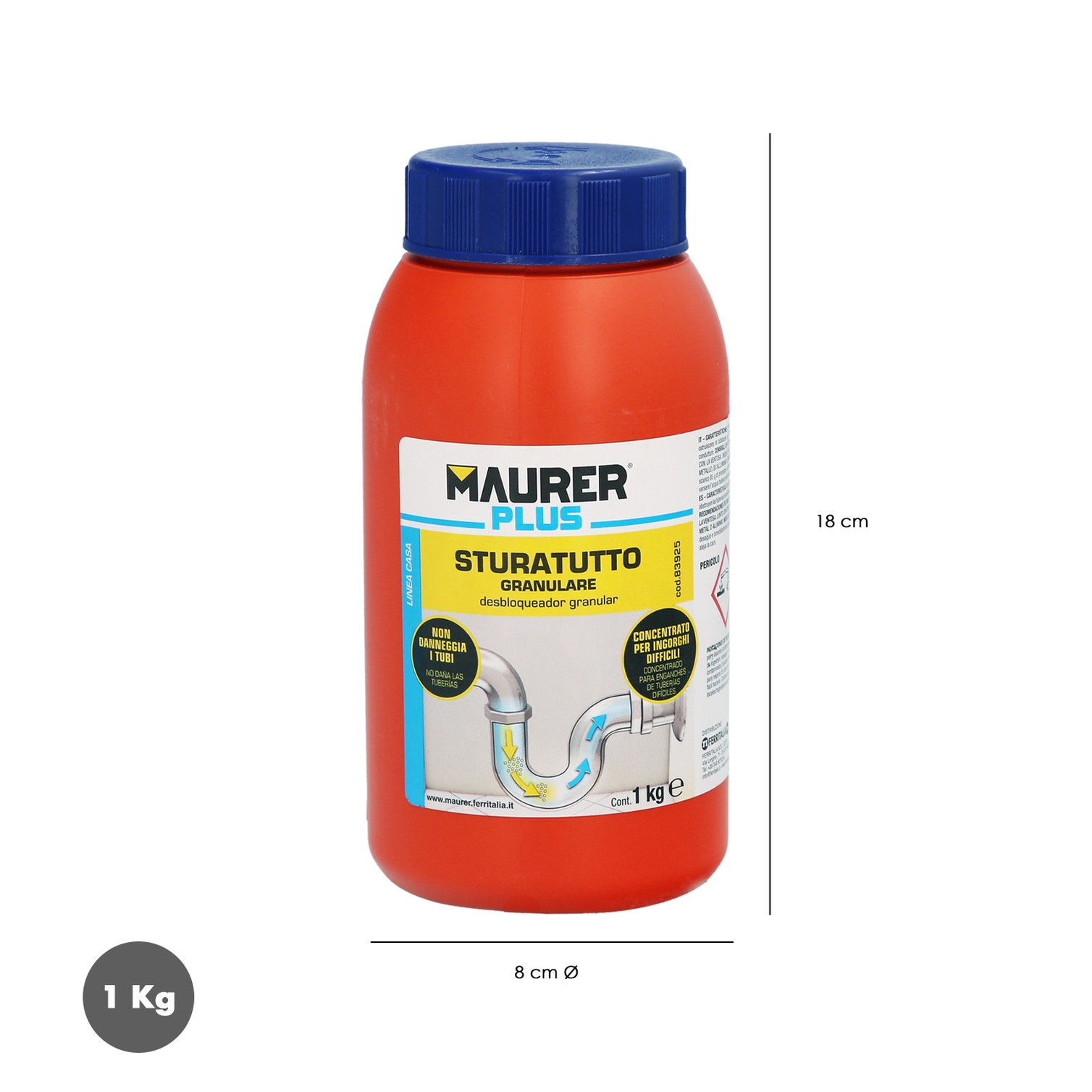 Desatascador Granular Profesional 1 Kg. Desatascador De Tuberías, Eliminador De Atascos, Limpiador De Tuberías