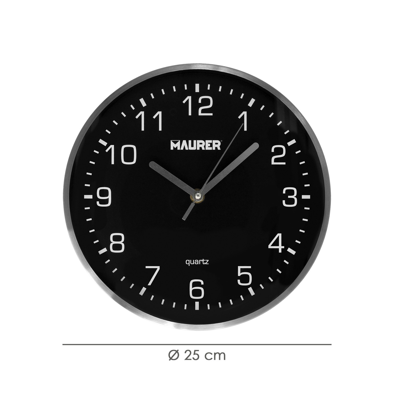 Reloj De Pared Ø 25 Cm Negro