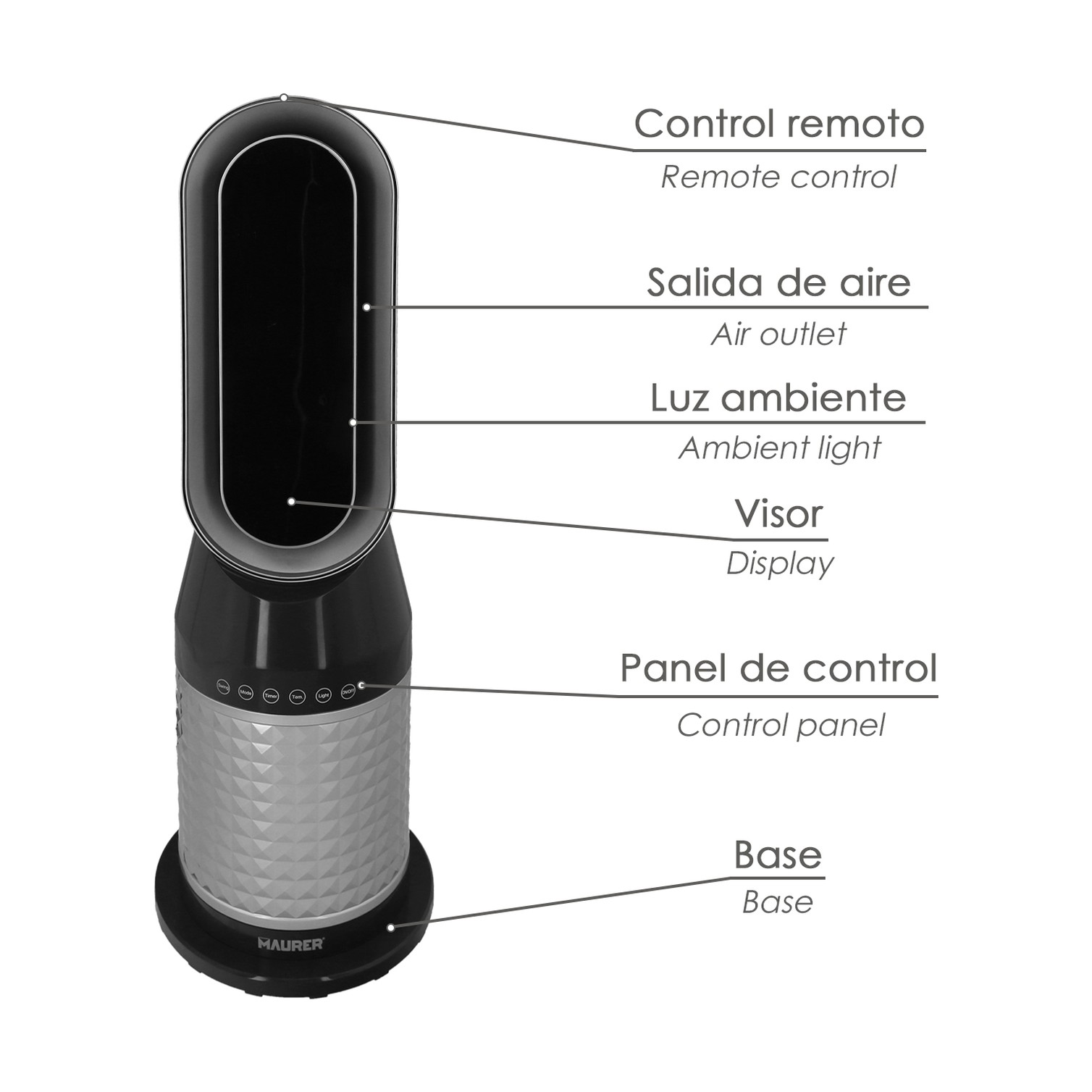 Termoventilador Ceramico Oscilante Con Mando 1.300 / 2.000 Watt. Temporizador 12 Horas.