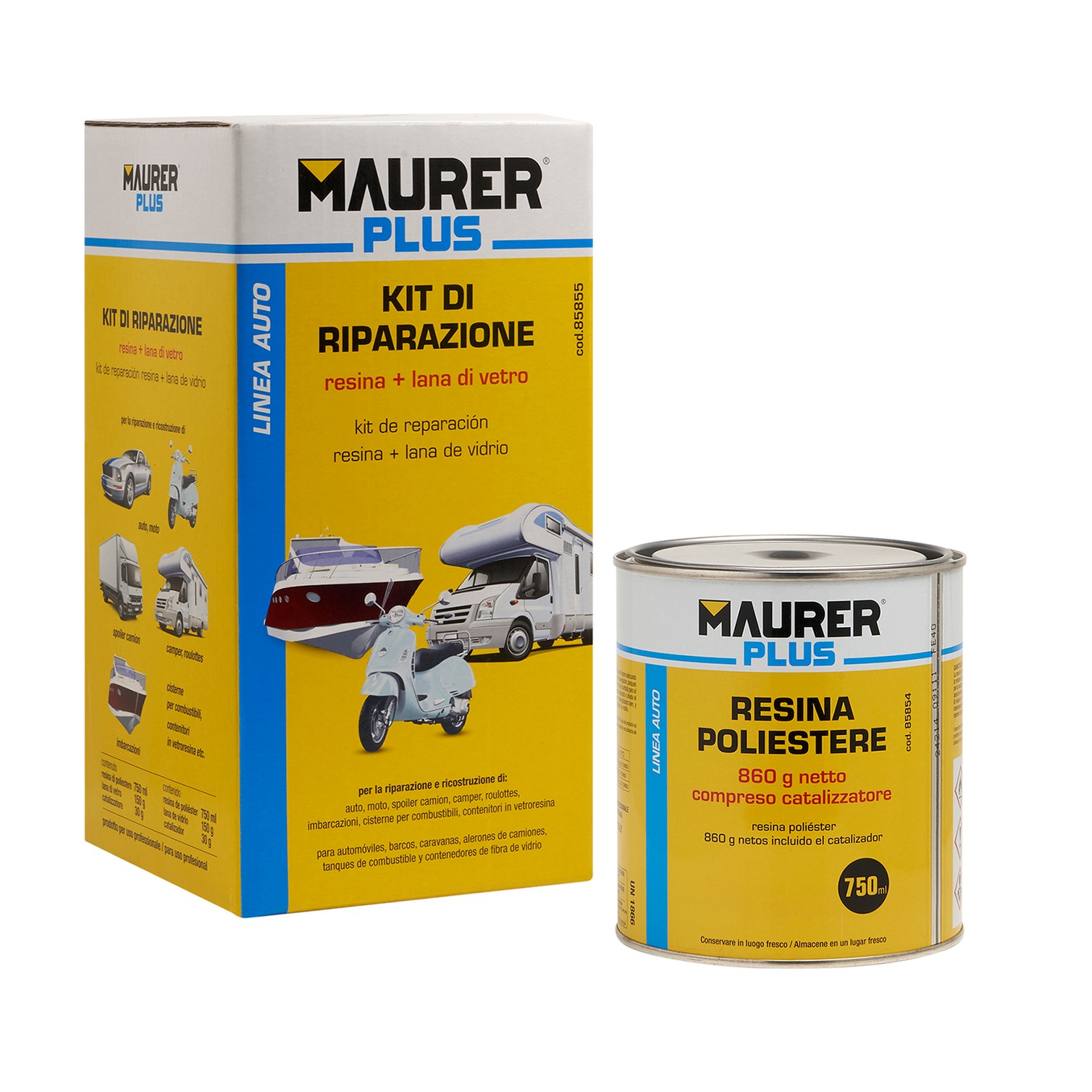 Kit Reparación Resina Poliester 750 Ml Con Endurecedor y 0,5m2 De Fibra De Vidrio