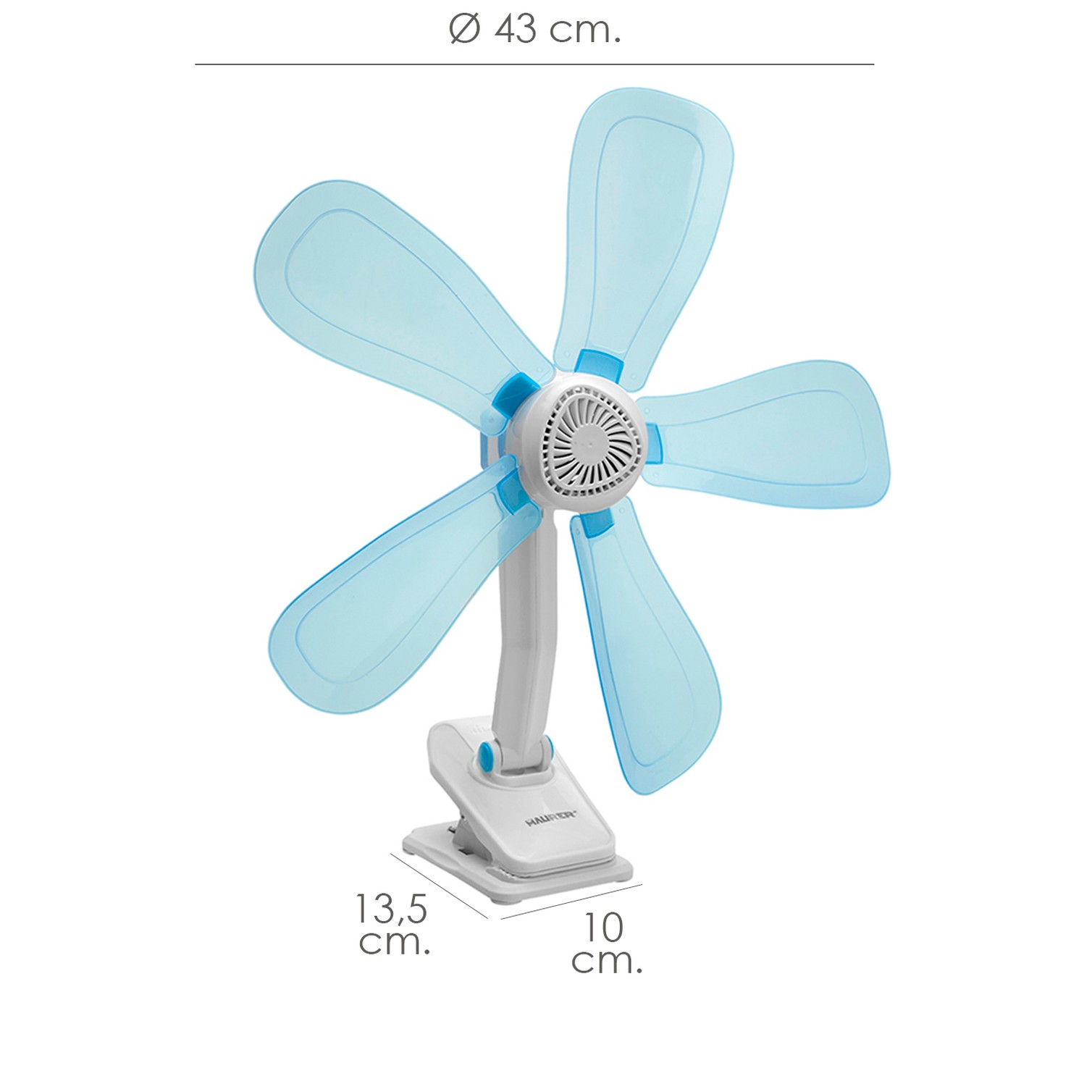 Ventilador Con Clip Ø 43 cm. Ideal para Hogar, Oficina, Camping, Ventilador Mesa Portatil