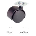 Rueda Domestica Nylon Negro Placa 50 mm.
