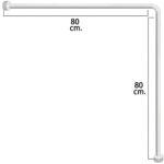 Barra Para Cortina Ducha Universal Aluminio Blanco 80x80 cm.