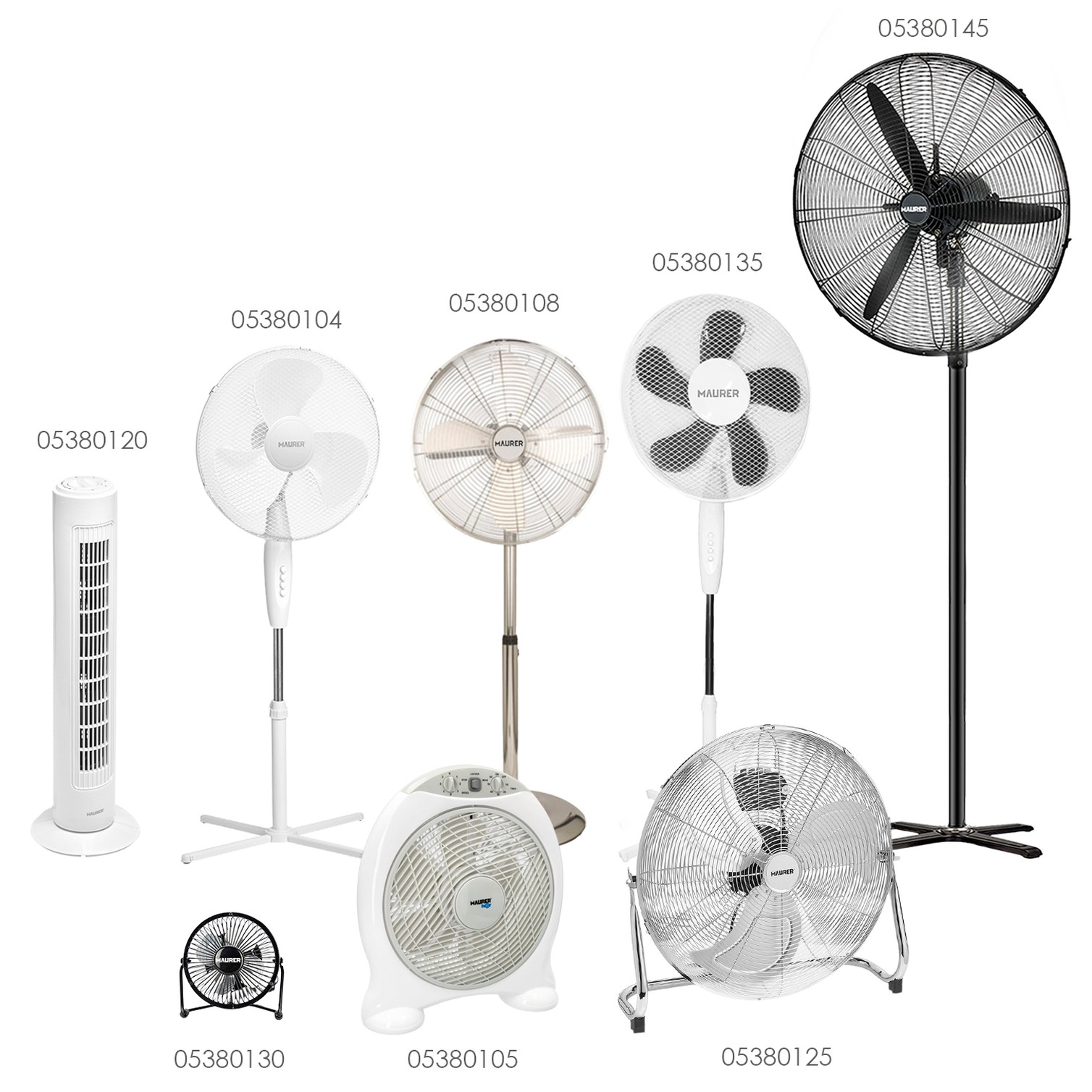 Ventilador Maurer de Pie 125 cm. de Alto Cromo