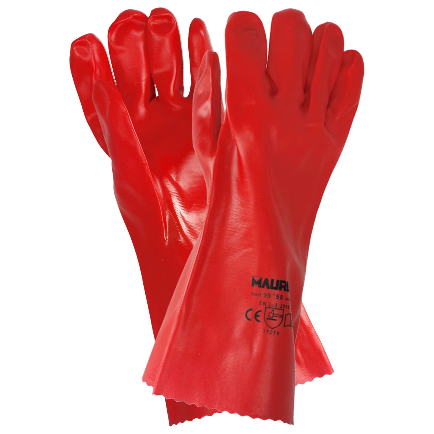 Guantes Pvc Rojo 35 cm. (Par)