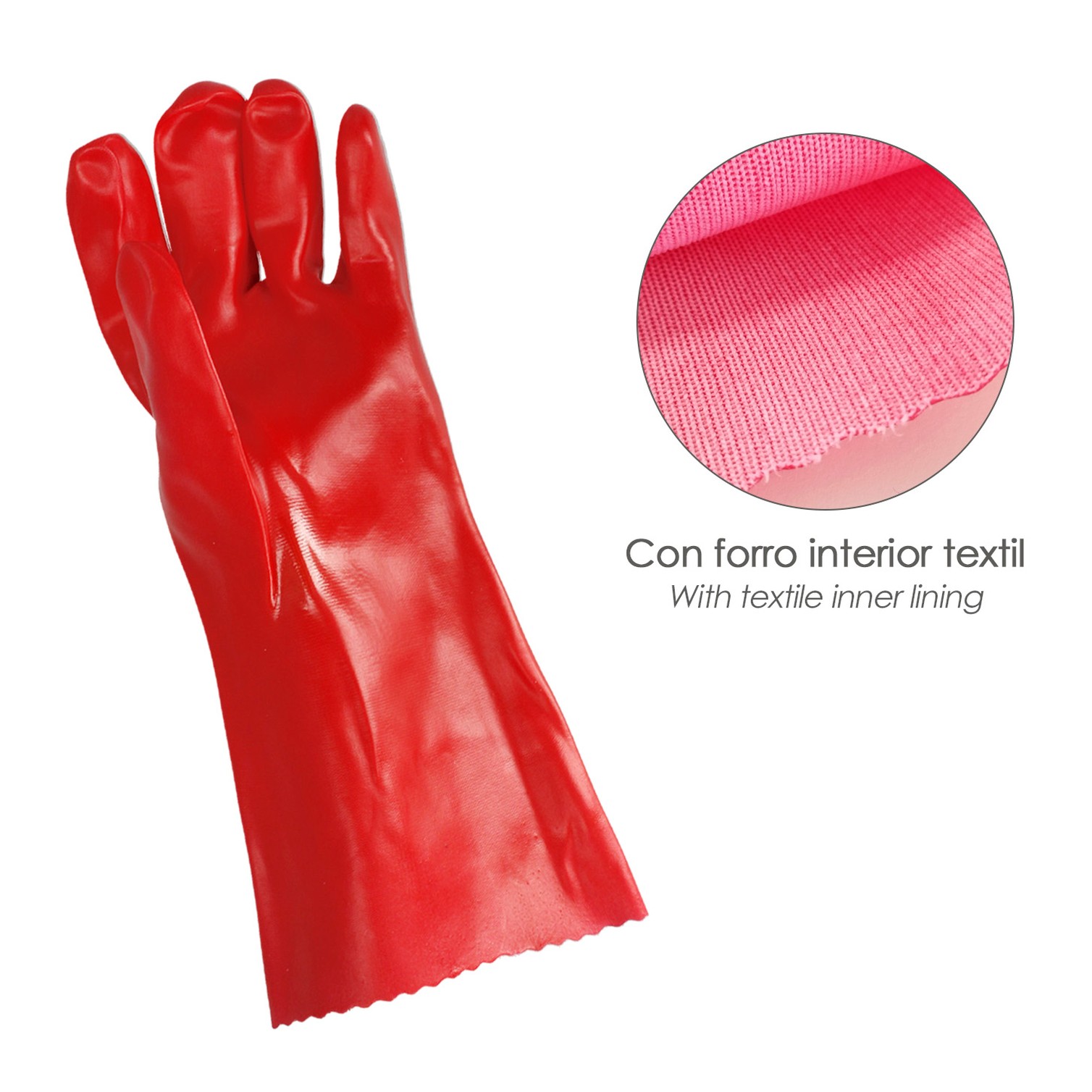 Guantes Pvc Rojo 35 cm. (Par)