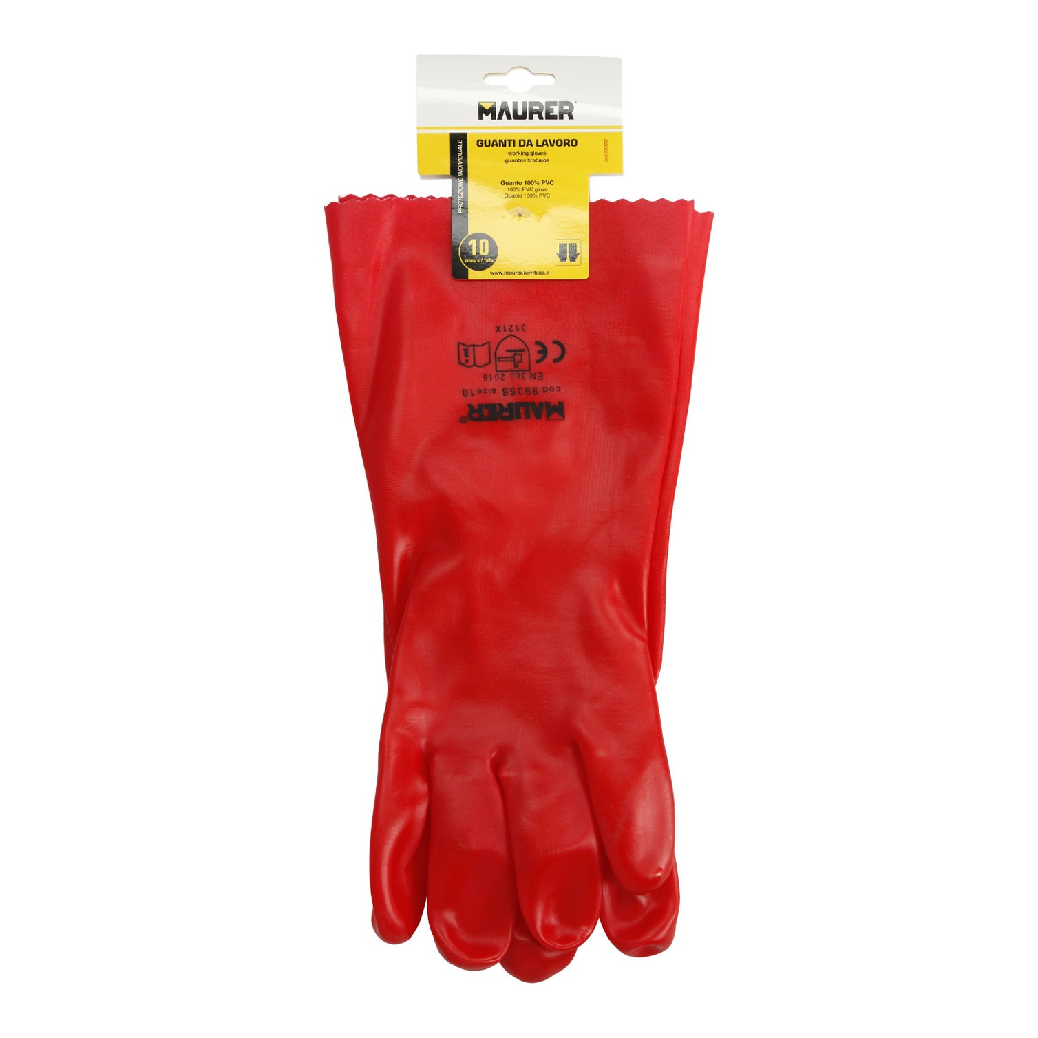 Guantes Pvc Rojo 35 cm. (Par)